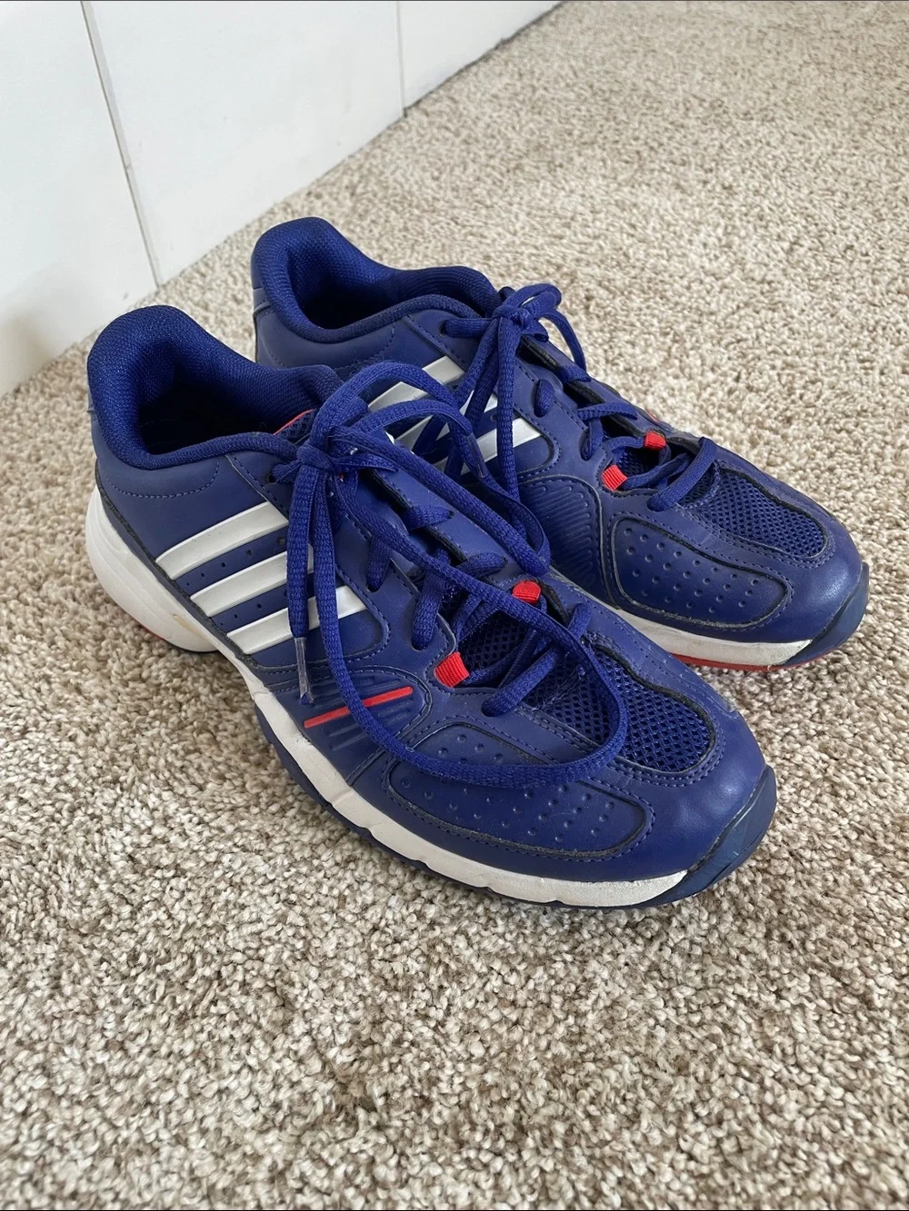 adidas Royal Blue Sneakers with White Stripes and Red Accents